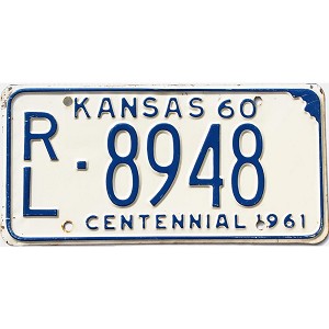 1960 Kansas License Plate #8948