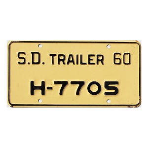 1960 South Dakota House Trailer License Plate #H7705