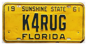 1961 Florida Ham Radio License Plate #K4RUG