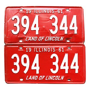 1961 Illinois License Plates Pair #394344