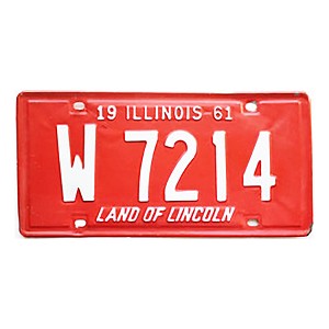 1961 Illinois Trailer License Plate #W7214