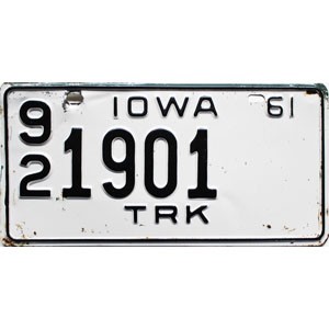 1961 Iowa Truck License Plate #1901