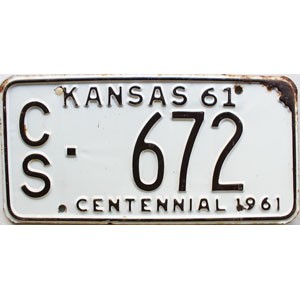 1961 Kansas License Plate #672