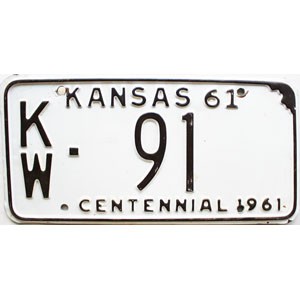 1961 Kansas License Plate #91