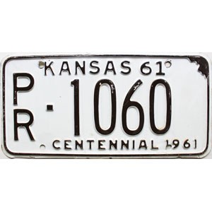 1961 Kansas License Plate #1060
