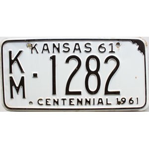 1961 Kansas License Plate #1282