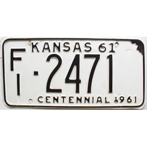 1961 Kansas License Plate #2471