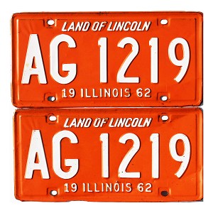 1962 Illinois License Plates Pair #AG1219