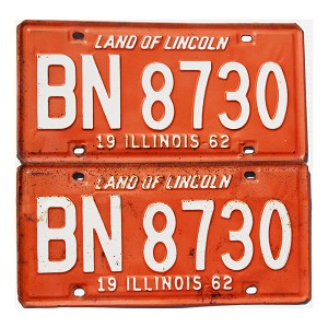 1962 Illinois License Plates Pair #BN8730