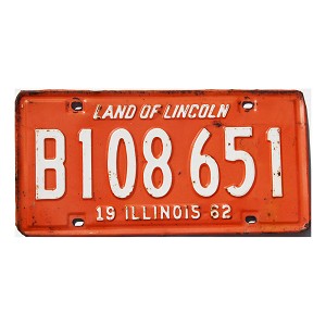 1962 Illinois Truck License Plate #B108651