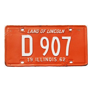 1962 Illinois Truck License Plate #D907