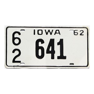 1962 Iowa License Plate #62641