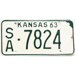 1963 Kansas License Plate #7824