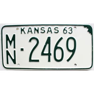 1963 Kansas License Plate #2469