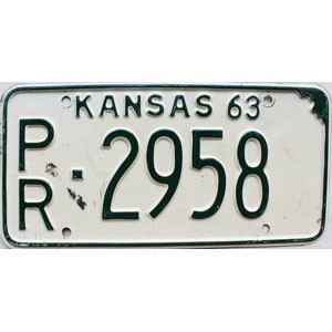 1963 Kansas License Plate #2958