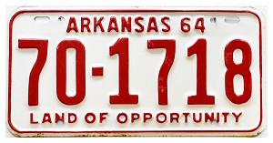 1964 Arkansas License Plate #701718