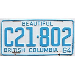 1964 British Columbia Truck License Plate #C22802