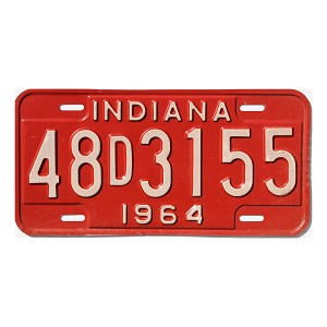 1964 Indiana License Plate #48D3155