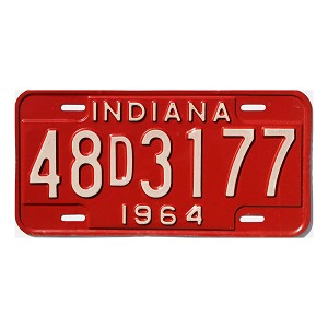 1964 Indiana License Plate #48D3177