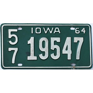 1964 Iowa License Plate #19547