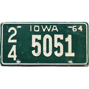 1964 Iowa License Plate #5051