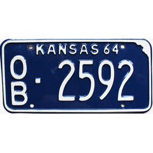 1964 Kansas License Plate #2592