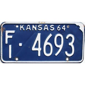 1964 Kansas License Plate #4693