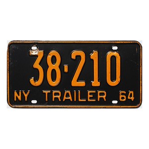 1964 New York Trailer License Plate #38210