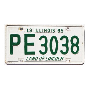 1965 Illinois License Plate #PE3038