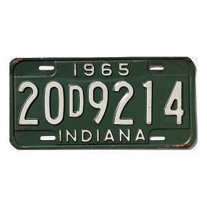 1965 Indiana License Plate #20D9214