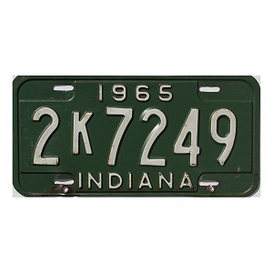 1965 Indiana License Plate #2K7249