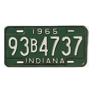 1965 Indiana License Plate #93B4737