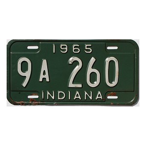 1965 Indiana License Plate #9A1520