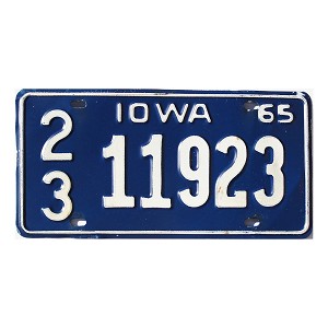1965 Iowa License Plate #11923