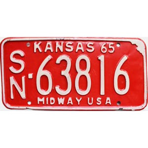 1965 Kansas License Plate #63816