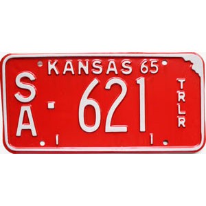 1965 Kansas Trailer License Plate #621