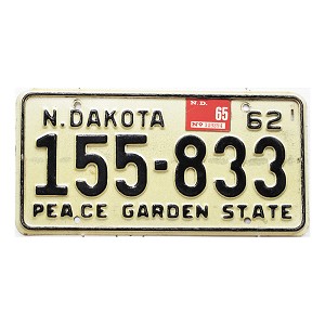 1965 North Dakota License Plate #155833