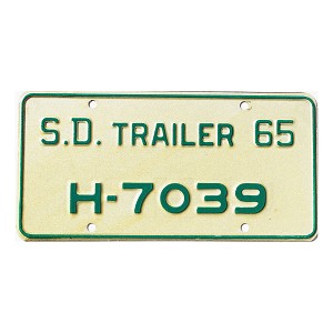 1965 South Dakota House Trailer License Plate #H7039