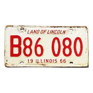 1966 Illinois Truck License Plate #B86080