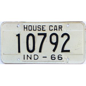 1966 Indiana House Car License Plate #10792
