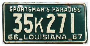 1966 Louisiana License Plate #35K271