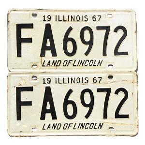 1967 Illinois License Plates Pair #FA6972