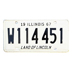 1967 Illinois Trailer License Plate #W114451