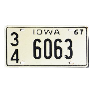 1967 Iowa License Plate #346063