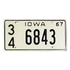 1967 Iowa License Plate #346843