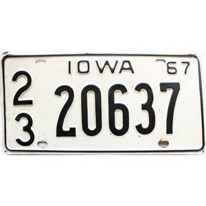1967 Iowa License Plate #20637