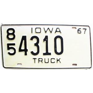 1967 Iowa Truck License Plate #4310