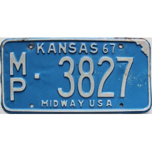1967 Kansas License Plate #3827