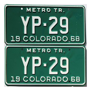 1968 Colorado Metro Tractor License Plates Pair #YP29