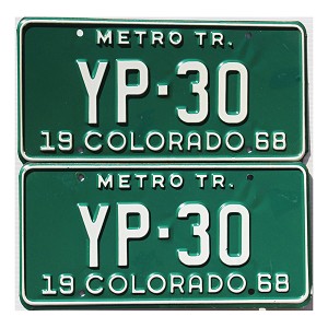 1968 Colorado Metro Tractor License Plates Pair #YP30